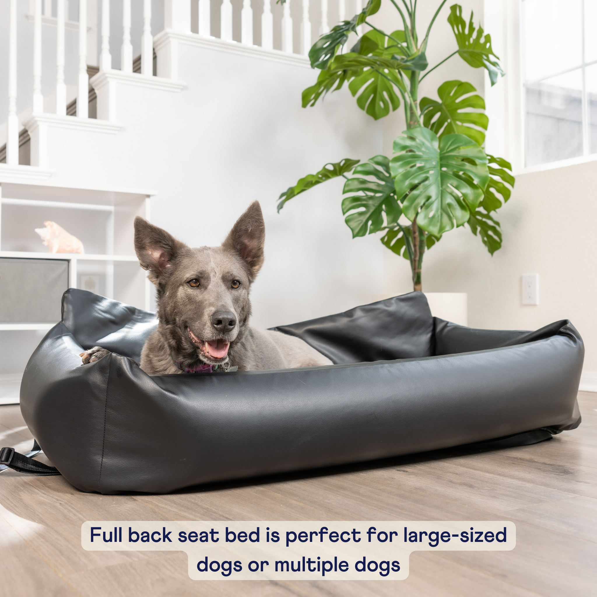 PupProtector Faux Leather Memory Foam Dog Car Bed - Black