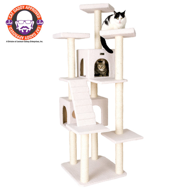 Armarkat B7701 Classic Cat Tree In Ivory Jackson Galaxy Approved Multi Levels With Ramp Three Perches Two Condos