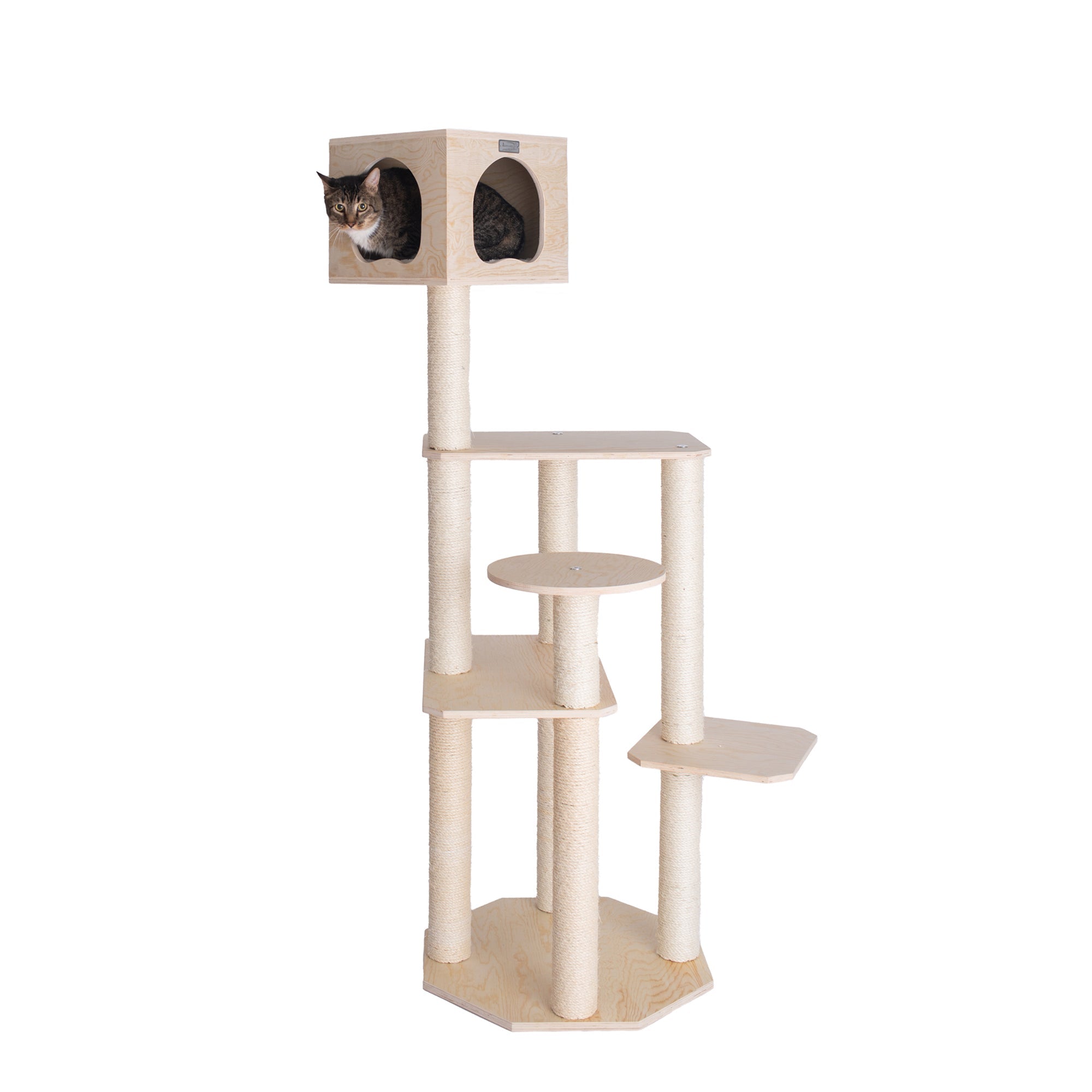 Armarkat Premium Scots Pine 69-Inch Cat Tree With Five Levels, Perch, Condo