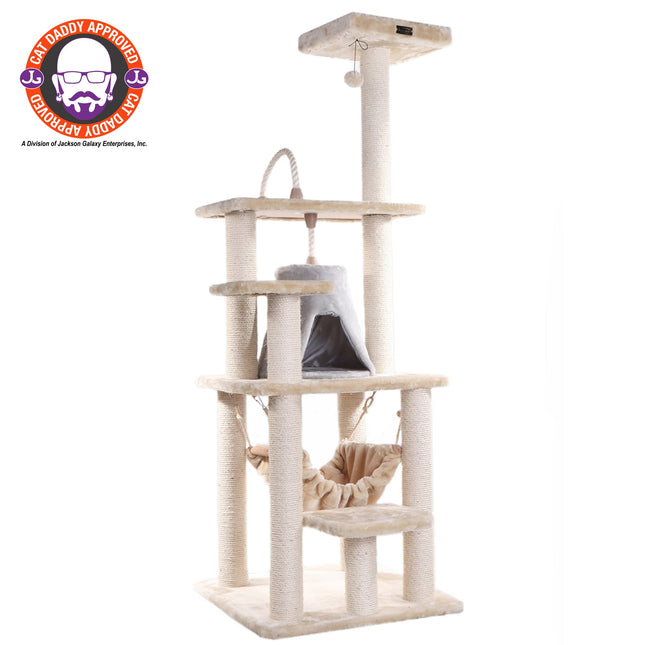 Armarkat 65" Cat Tree With Sisal Rope Hammock soft-side playhouse A6501