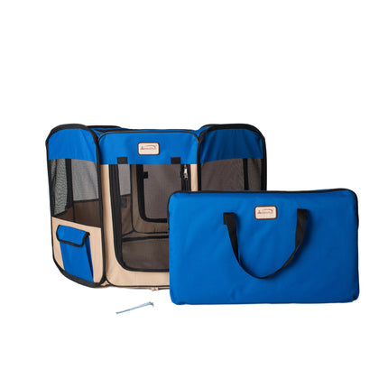 Armarkat PP001B-XL Portable Pet Playpen In Blue and Beige Combo