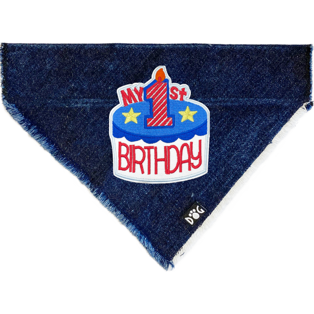 Blue First Birthday Denim Bandana