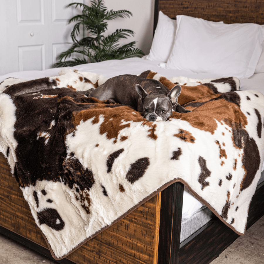 PupProtector Waterproof Throw Blanket - Brown Faux Cowhide