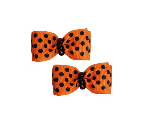 Orange with Black Polka Dots - Hair Bows