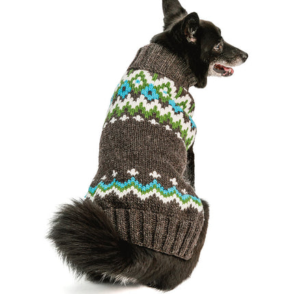 Charcoal Fairisle Wool Dog Sweater