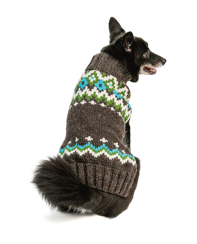 Charcoal Fairisle Wool Dog Sweater