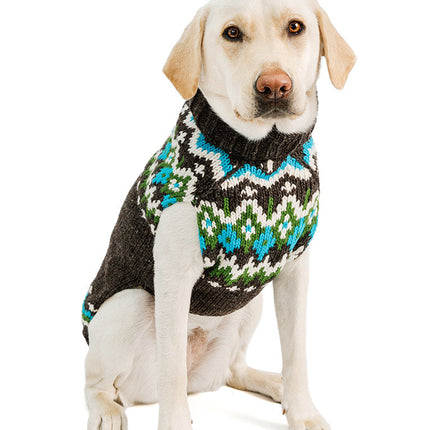 Charcoal Fairisle Wool Dog Sweater