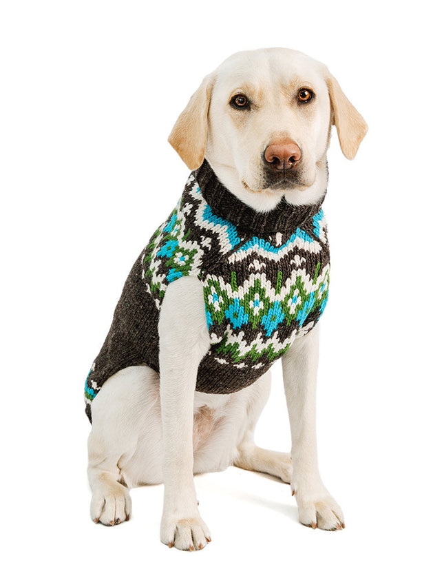 Charcoal Fairisle Wool Dog Sweater