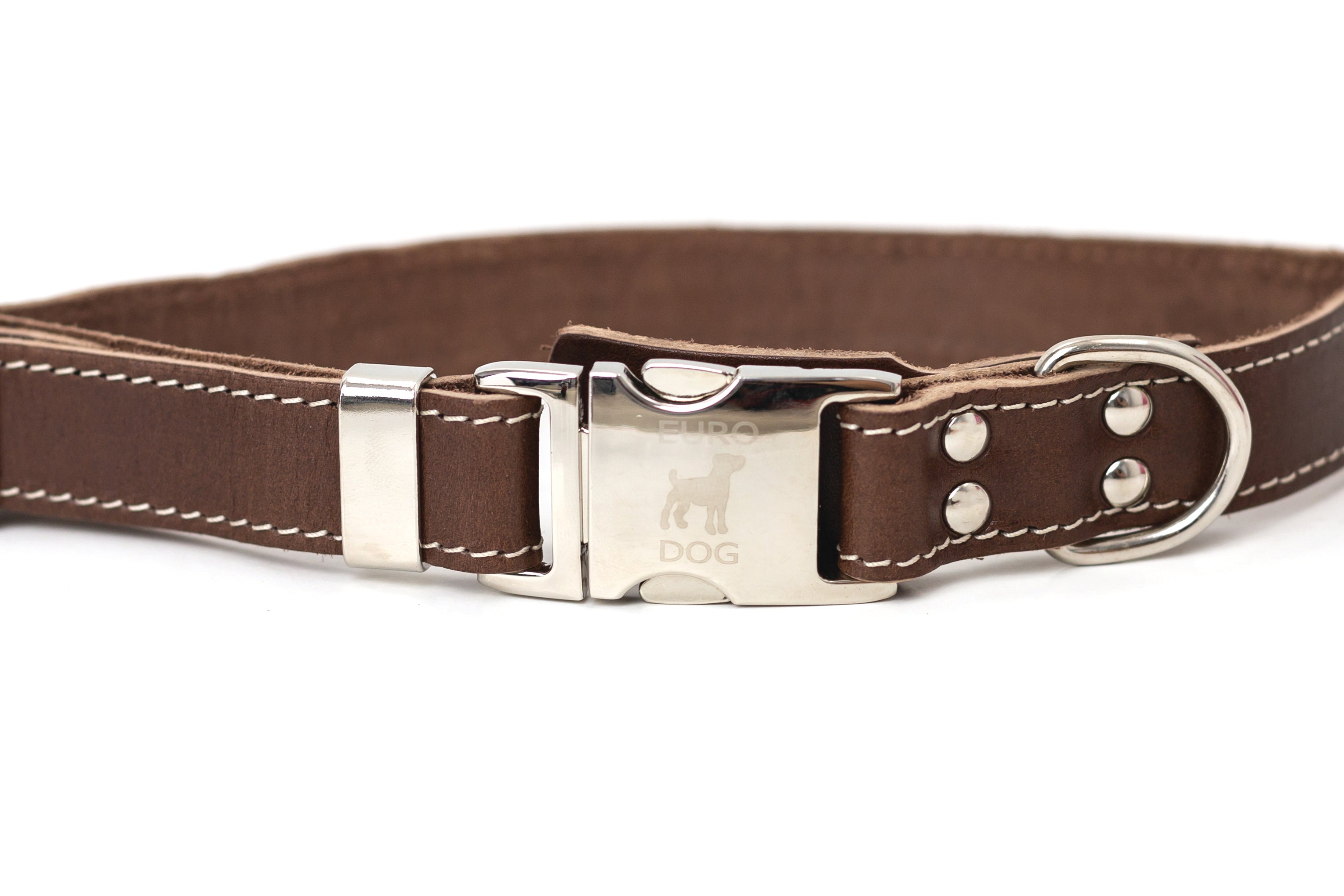 Bestseller Quick-Release Chocolate Leather Dog Collar with Metal Buckle XS 5 8