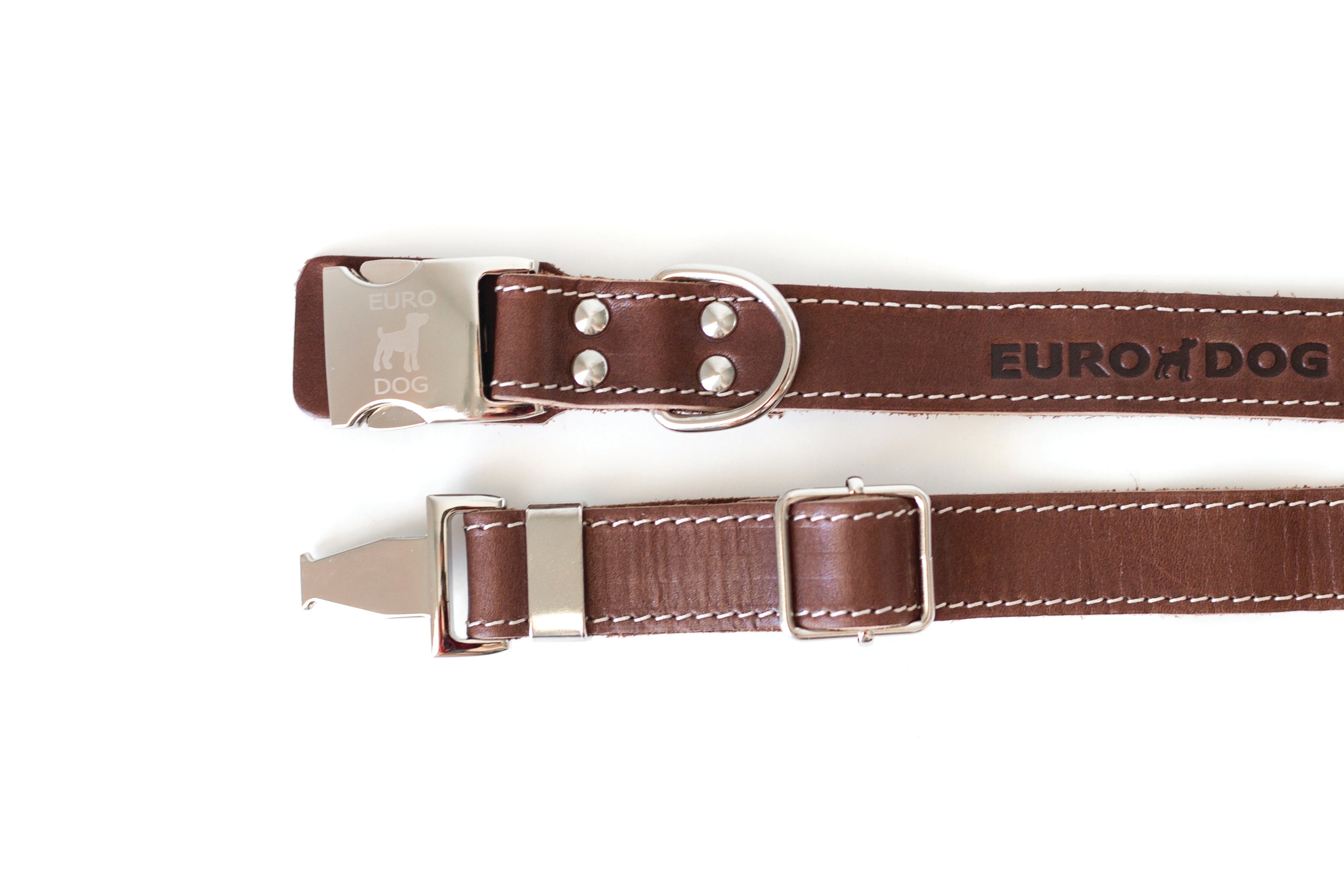 Bestseller Quick-Release Chocolate Leather Dog Collar with Metal Buckle