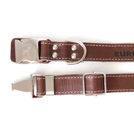 Bestseller Quick-Release Chocolate Leather Dog Collar with Metal Buckle