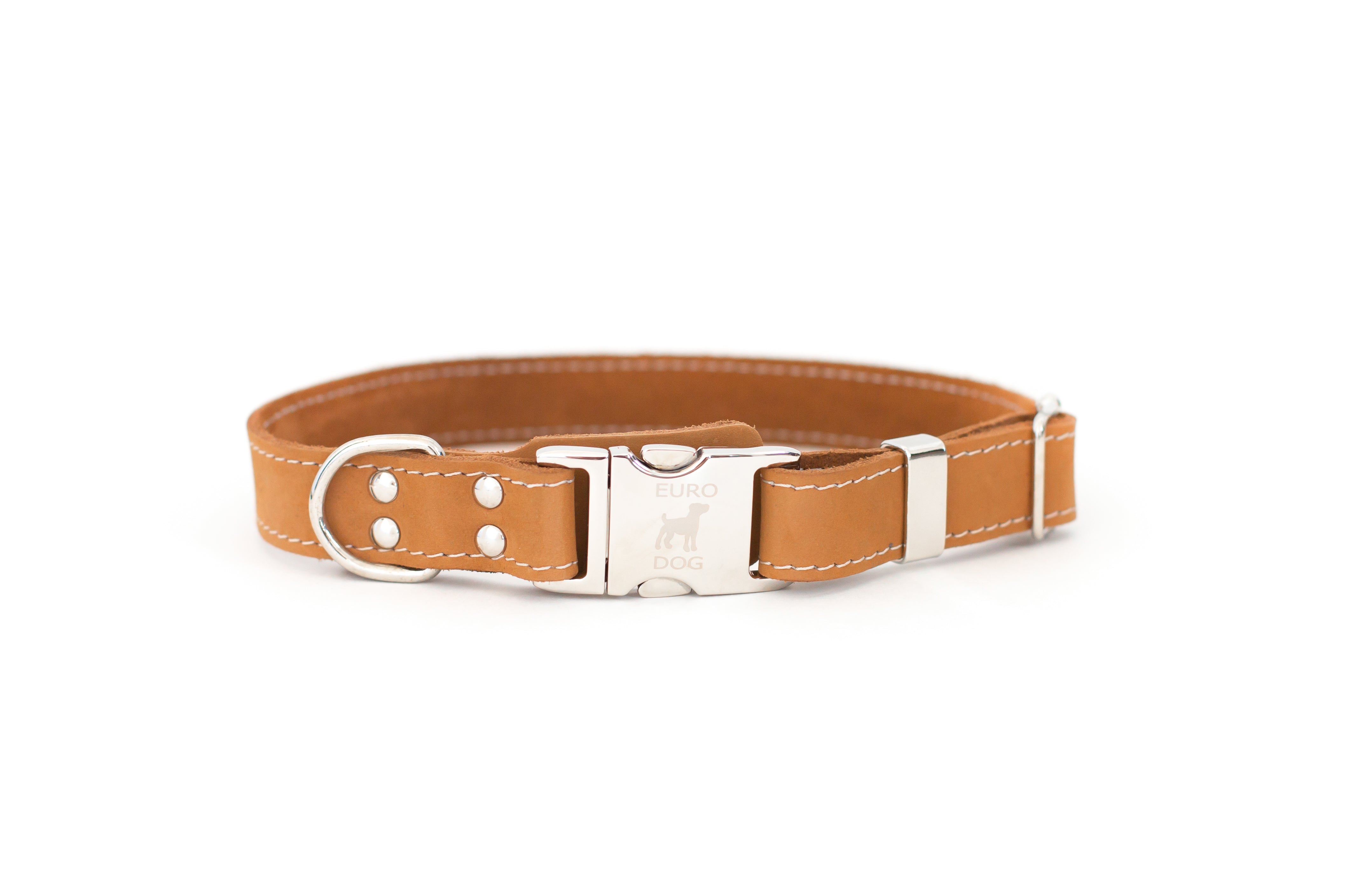 Bestseller Quick-Release Khaki Leather Dog Collar with Metal Buckle