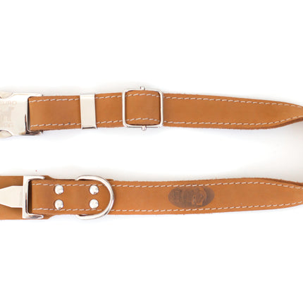 Bestseller Quick-Release Khaki Leather Dog Collar with Metal Buckle