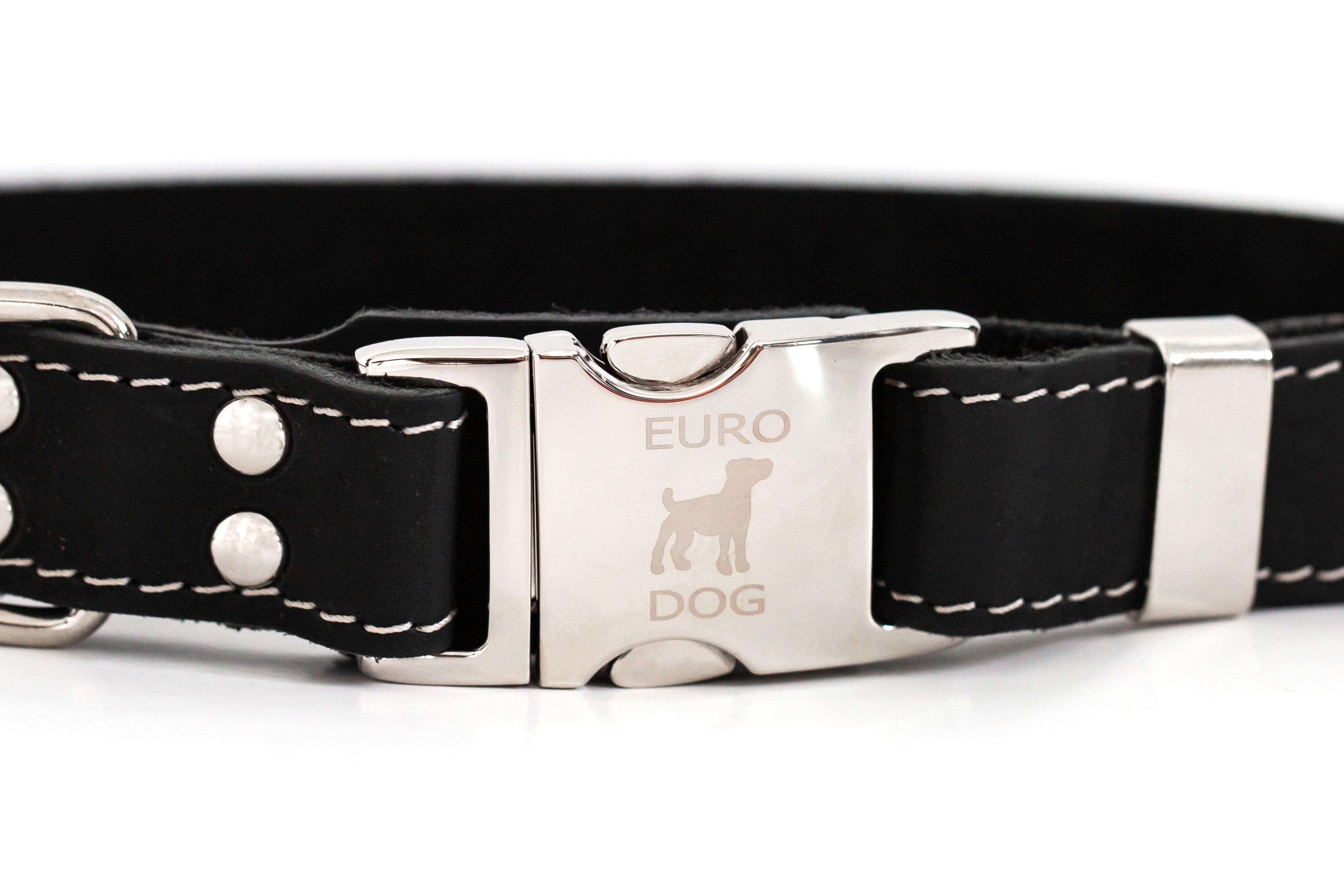 Bestseller Quick-Release Midnight Black Leather Dog Collar with Metal Buckle XS (5 8