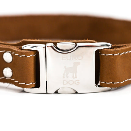 Bestseller Quick-Release Earth Brown Leather Dog Collar with Metal Buckle