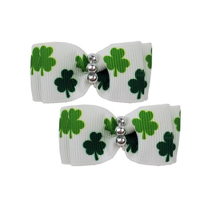 St. Patrick's Day Shamrock Hair Bows - 2 per card