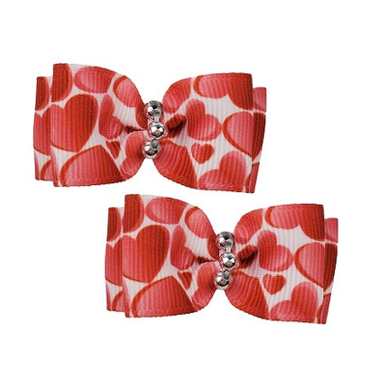 Hearts Hair Bows - 2 per card