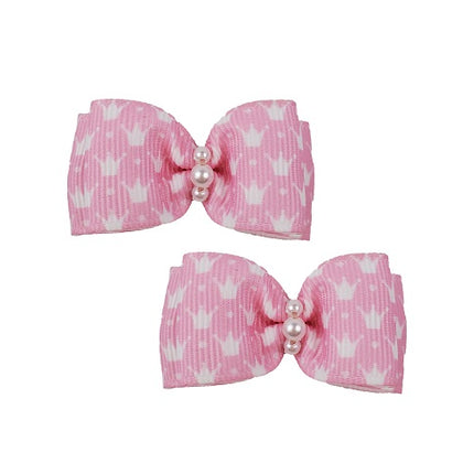 Pink Crown Hair Bows - 2 per card