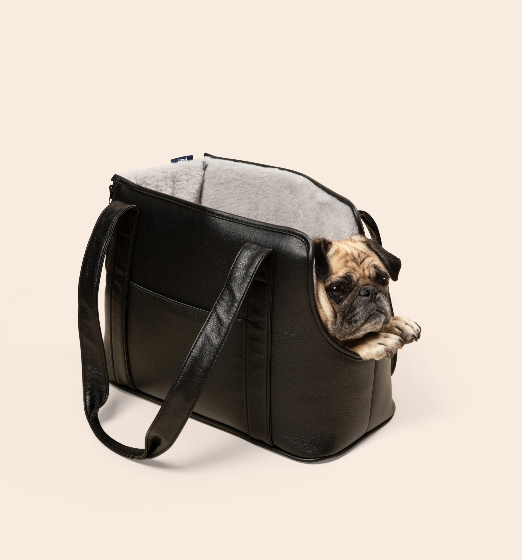 PupTote 3-in-1 Faux Leather Dog Carrier Bag - Black