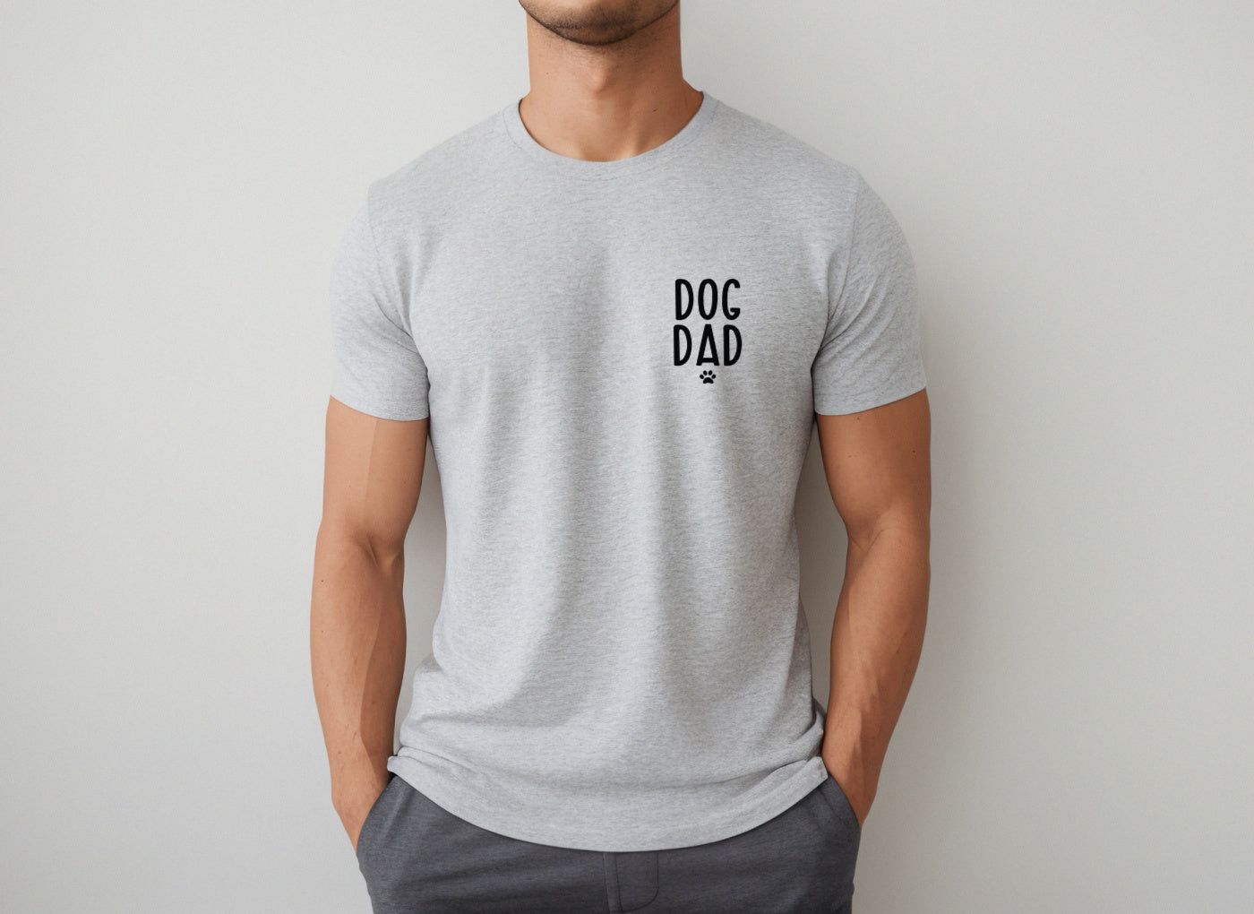 Dog Dad T-Shirt HEATHER GREY w black vinyl