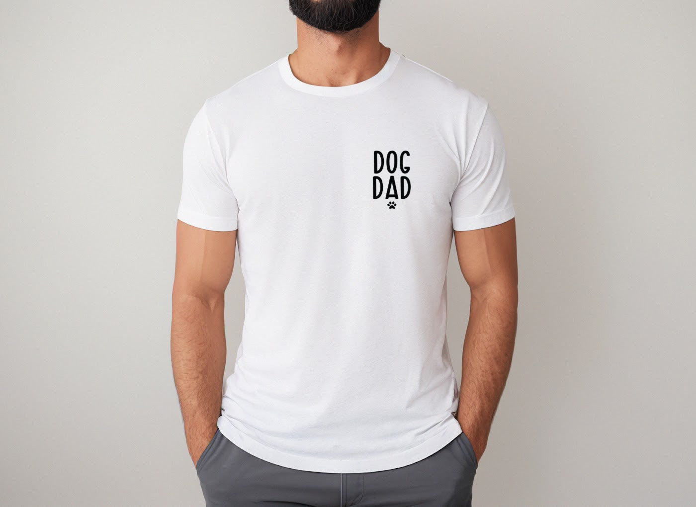 Dog Dad T-Shirt WHITE w black vinyl