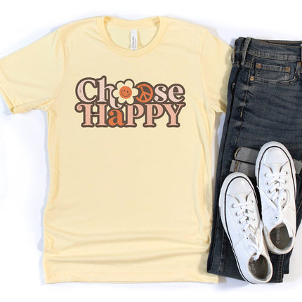 CHOOSE HAPPY Shirt People Shirts Printed Tshirt Human Dog Gear Unisex