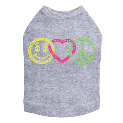 Smiley Face, Love, Peace - Dog Tank