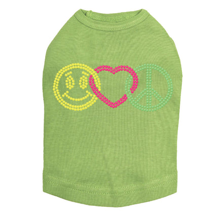 Smiley Face, Love, Peace - Dog Tank