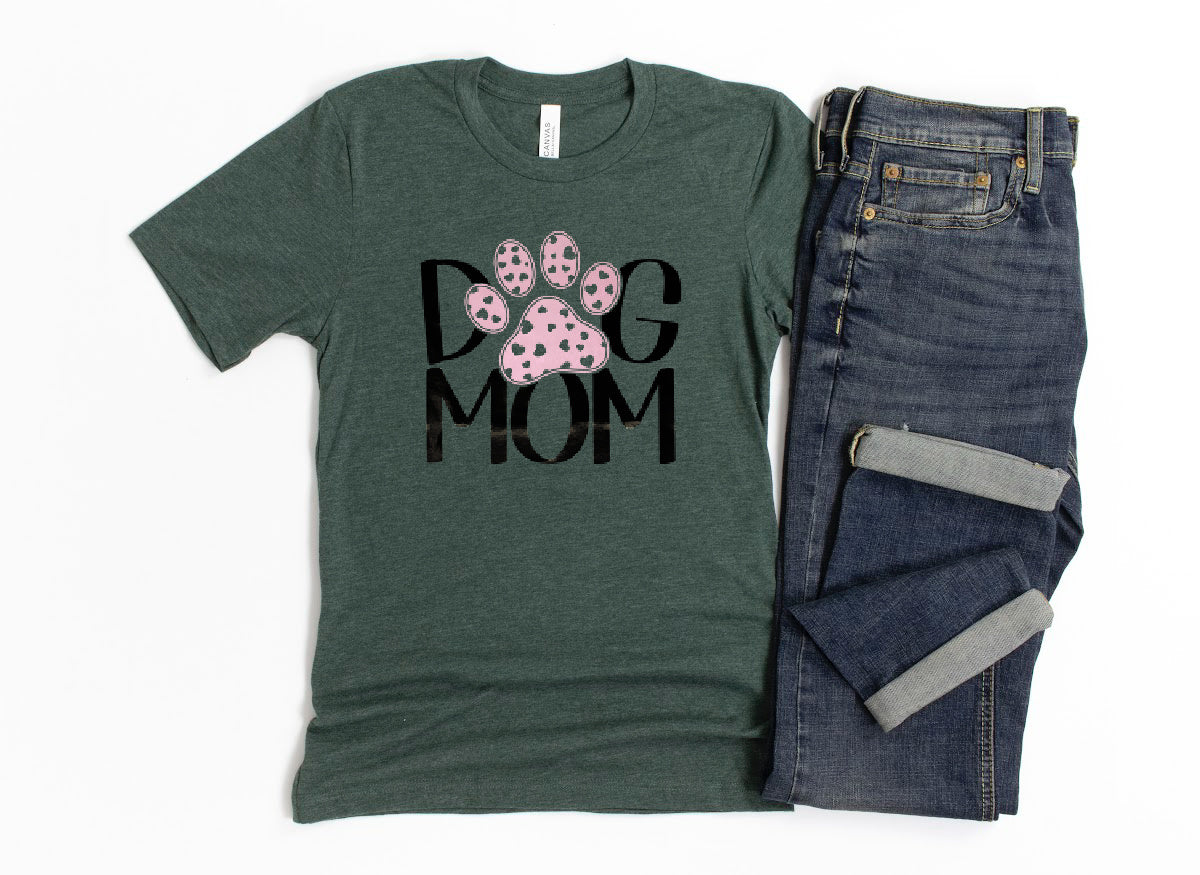 Cute Dog Mom T-Shirt HEATHER FOREST