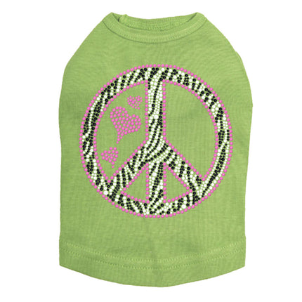 Peace Sign (Pink & Zebra Print) - Dog Tank