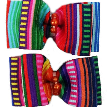 Serape Stripe Hair Bows - 2 bows per card