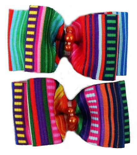 Serape Stripe Hair Bows - 2 bows per card