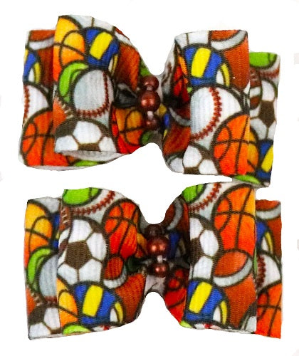 Sports Balls Hair Bows - 2 bows per card