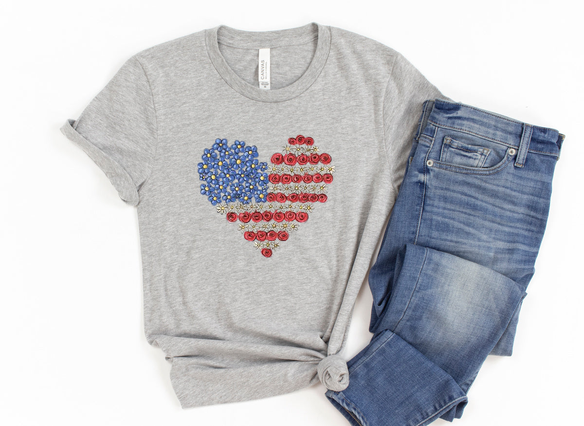 USA Flag Heart T-Shirt