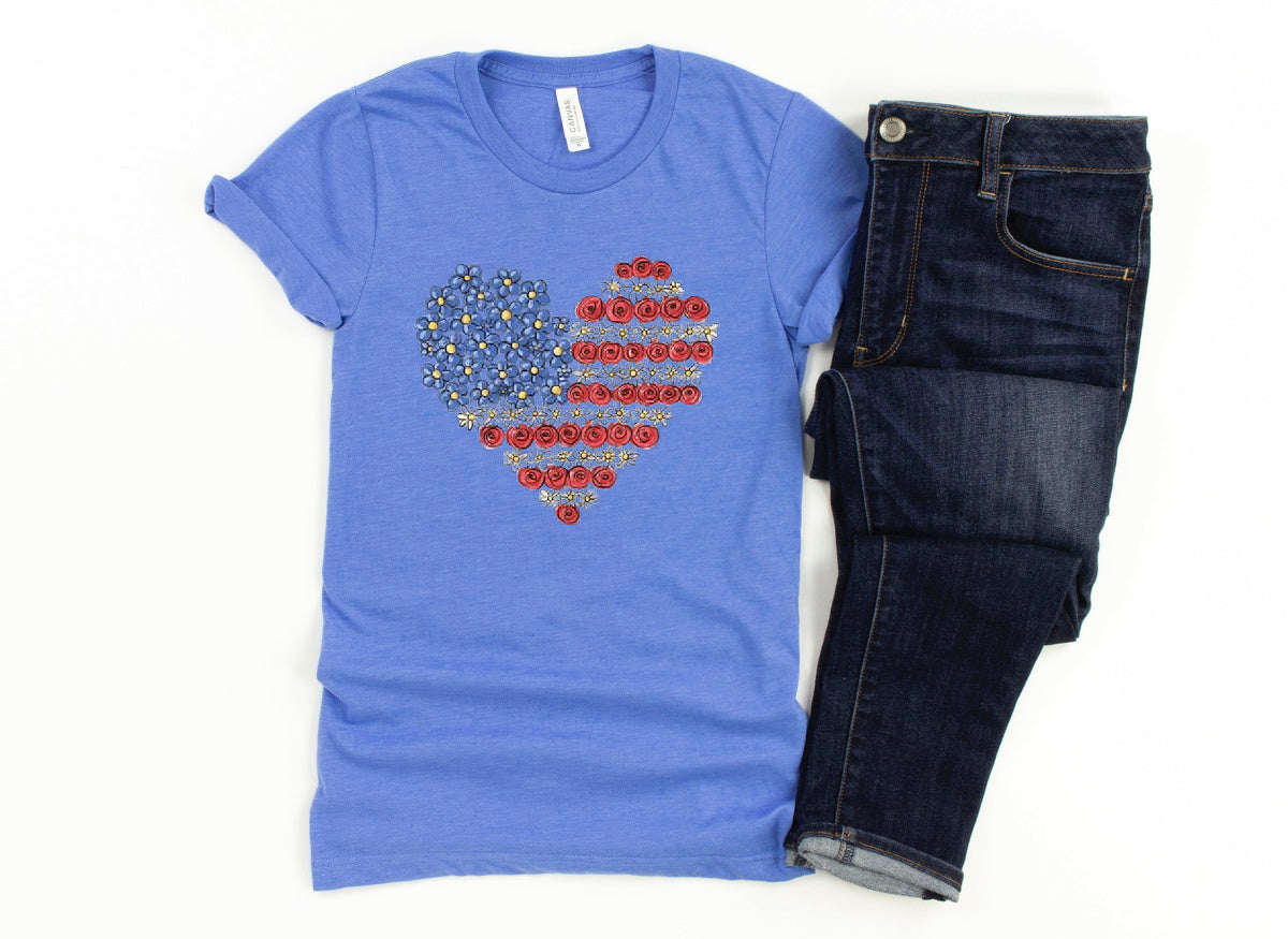 USA Flag Heart T-Shirt