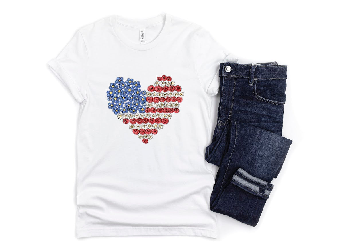 USA Flag Heart T-Shirt