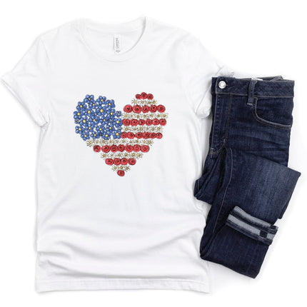 USA Flag Heart T-Shirt