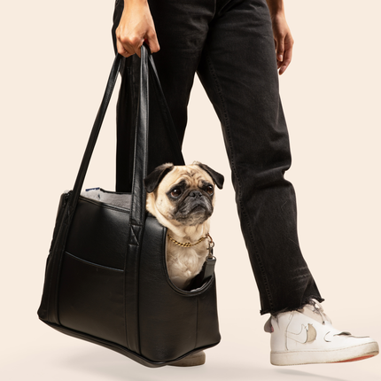 PupTote™ 3-in-1 Faux Leather Dog Carrier Bag - Black