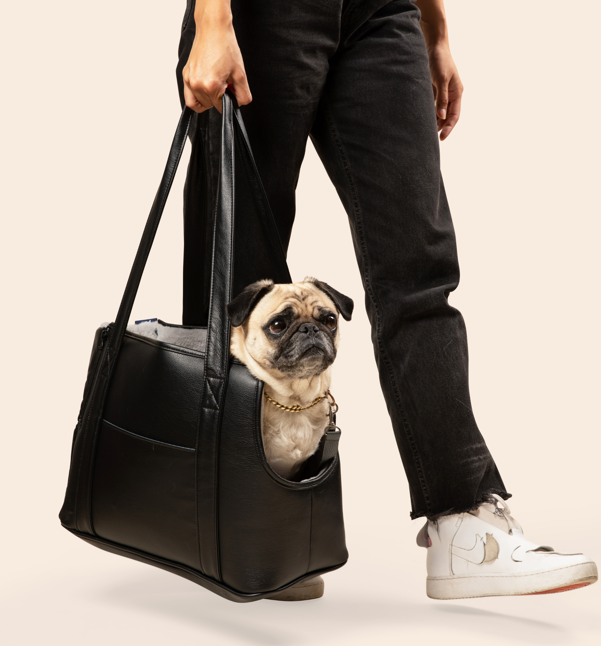 PupTote 3-in-1 Faux Leather Dog Carrier Bag - Black