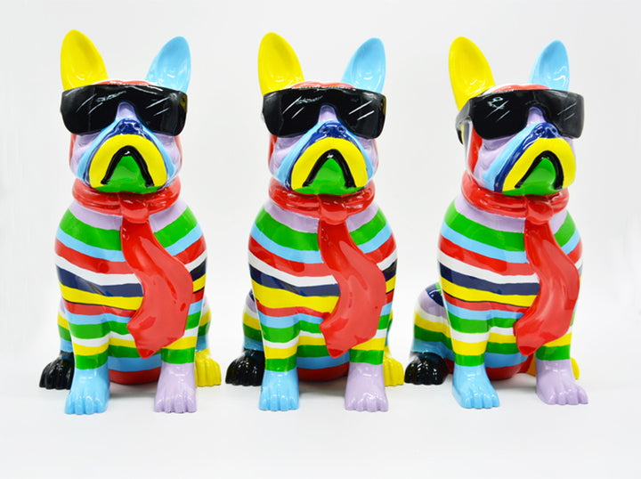 Stripe Dog with Black Glasses - 14" Tall