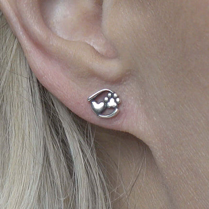 Heart and Paw Print Post Earrings, Close To My Heart