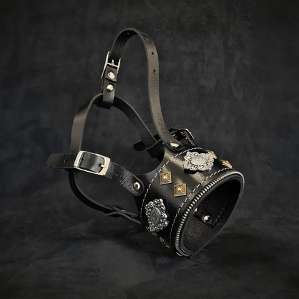 The "Aztec" leather muzzle BLACK