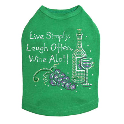 Wine Bottle, Glass & Grapes - Live Simply... - Dog Tank