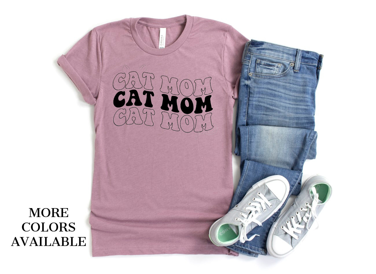 Trendy Cat Mom T-Shirt HEATHER ORCHID