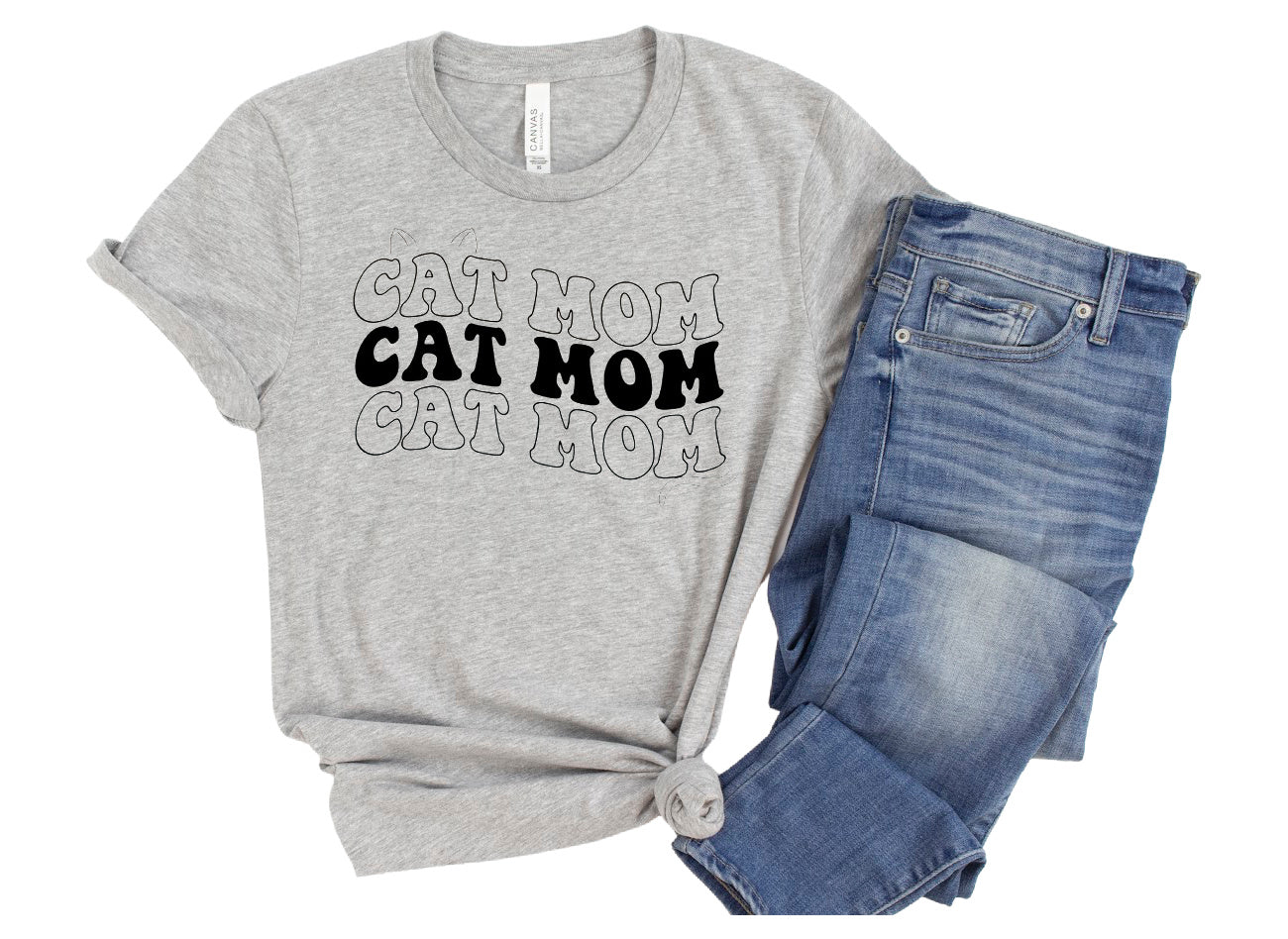 Trendy Cat Mom T-Shirt ATHLETIC HEATHER