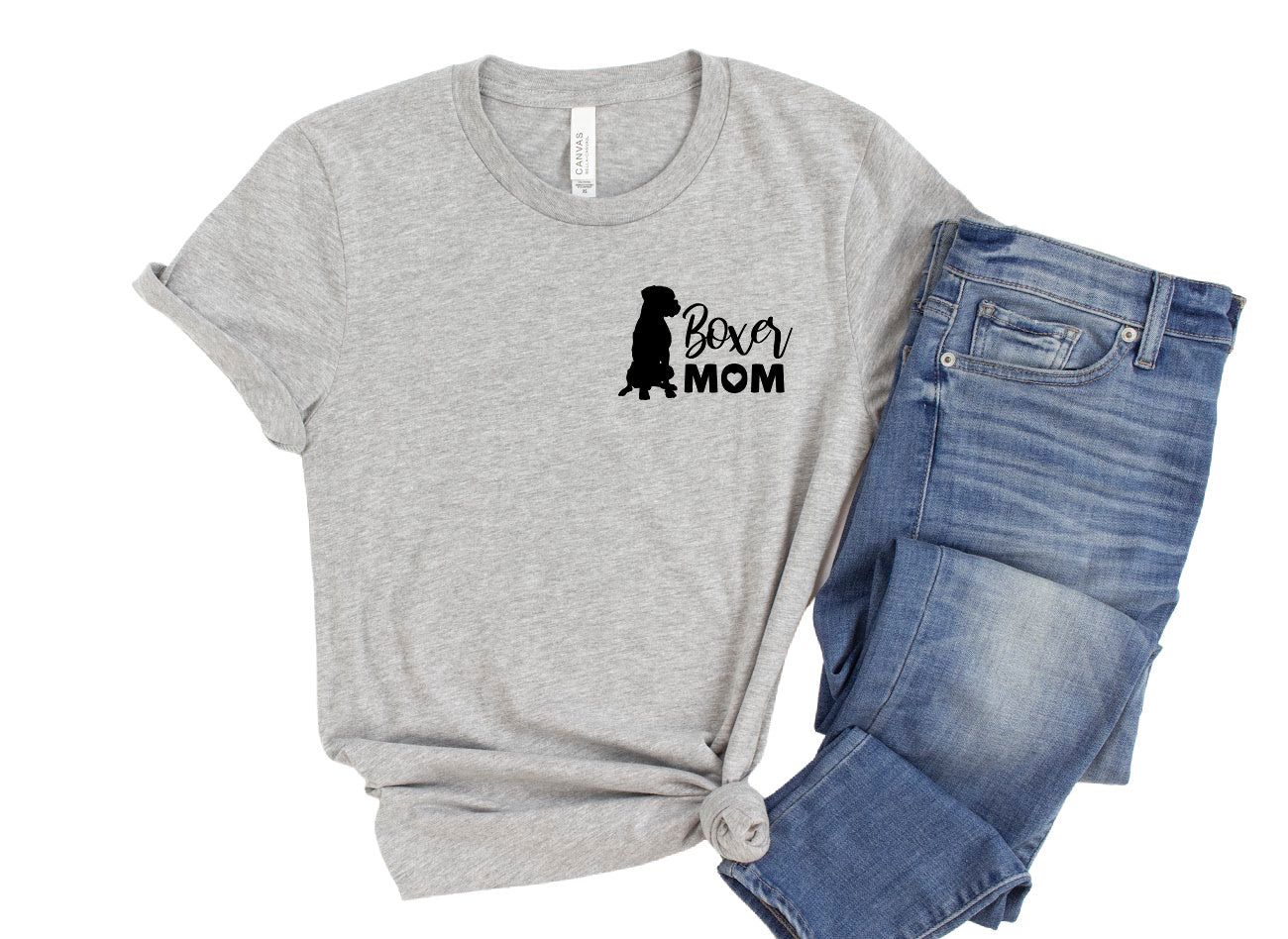 Boxer Mom T-Shirt Human Gear ATHLETIC HEATHER w black vinyl