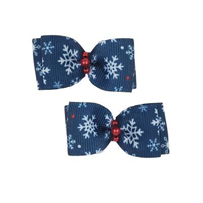 Snowflake Hair Bows - 2 bows per card