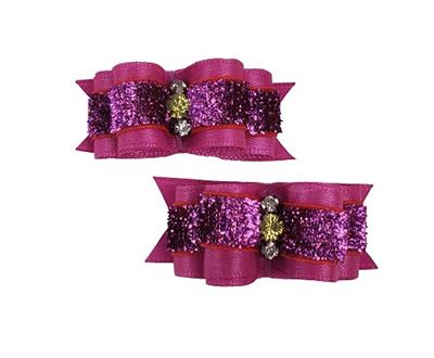 Pink Glitter Hair Bows - 2 bows per card