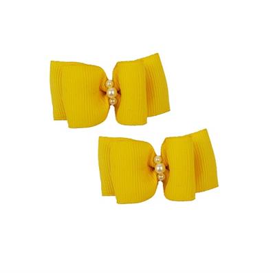 Yellow Hair Bows - 2 bows per card