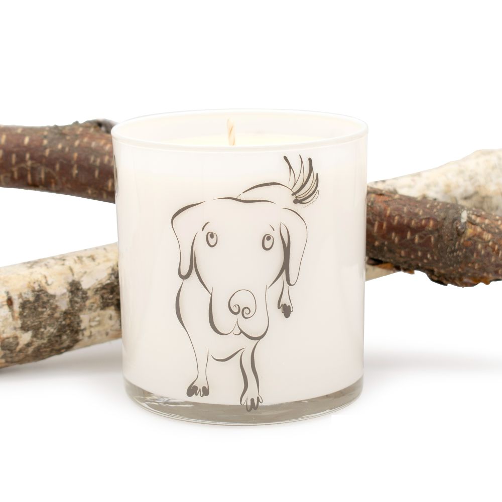 big stick cedar scented taupe dog jar candle